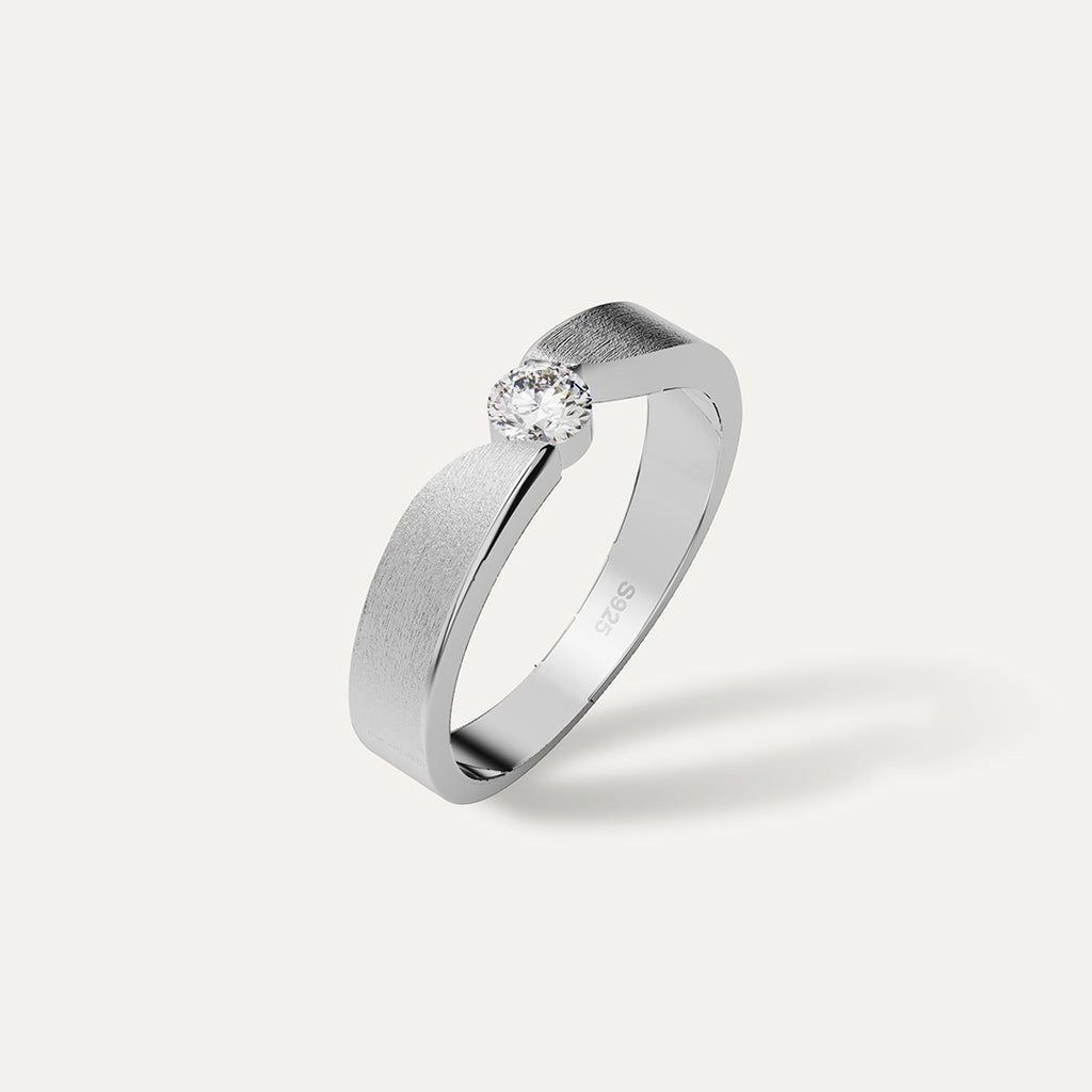 ELFI Moissanite Divo 925 Silver Palladium Ring  PLD9