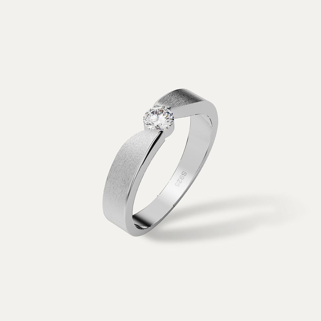 ELFI Moissanite Divo 925 Silver Palladium Ring  PLD9
